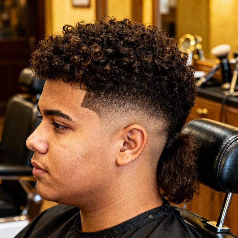 Skin Burst Fade Mullet Straight