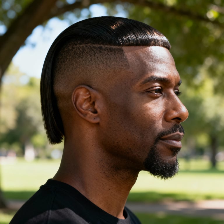 long buzz cut on straight hair, low version.