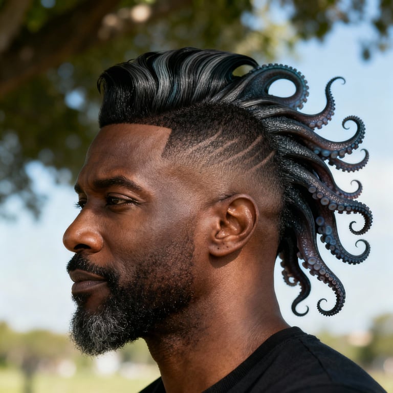 octopus layered jellyfish haircut on straight hair, low version.