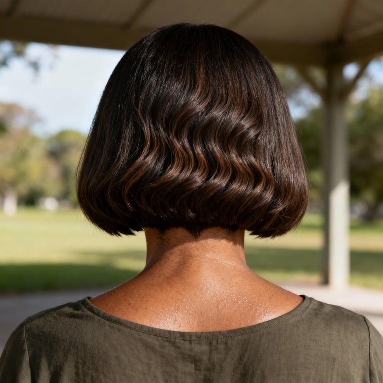 pageboy haircut on straight hair, low version.