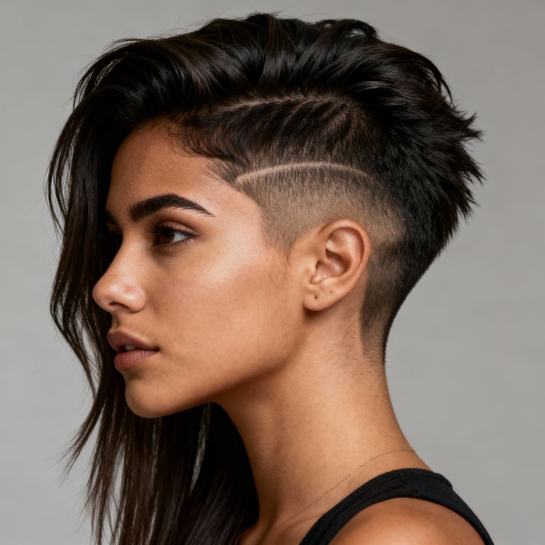 long wolf cut on straight hair, low version.