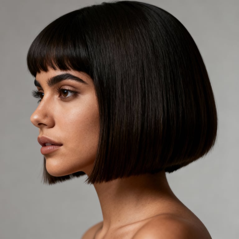 bob hair cut on straight hair, low version.