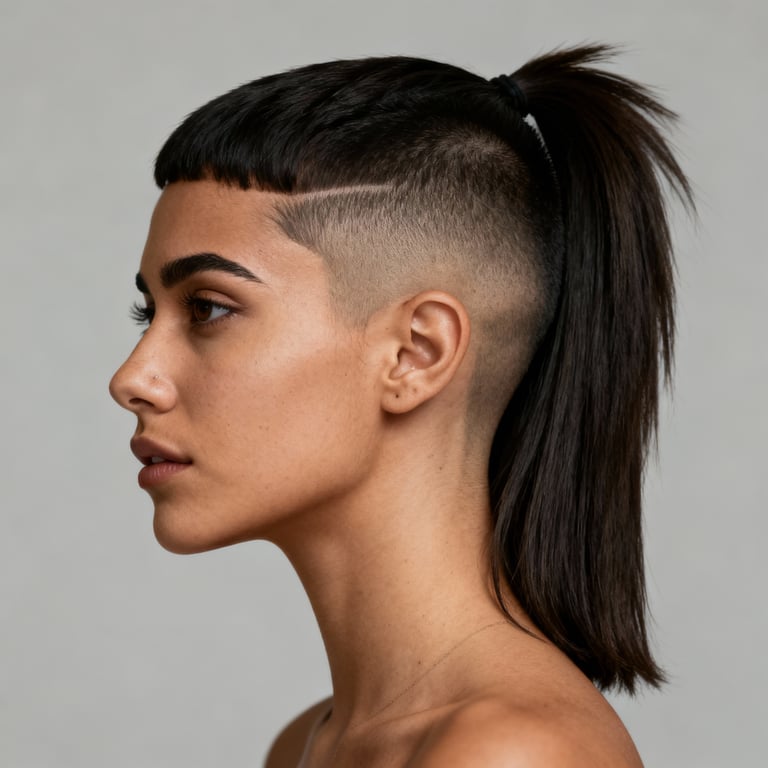 mullet haircut men on straight hair, low version.