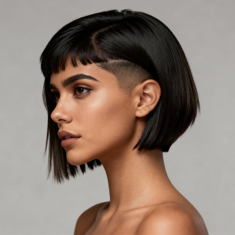 wolf cut women on straight hair, low version.