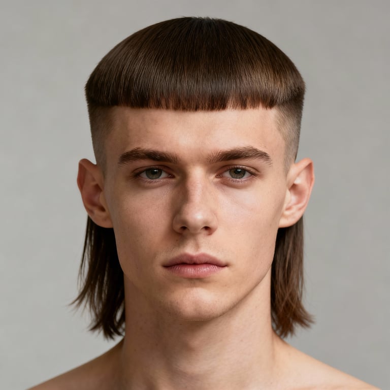 Straight Hair Mullet style example