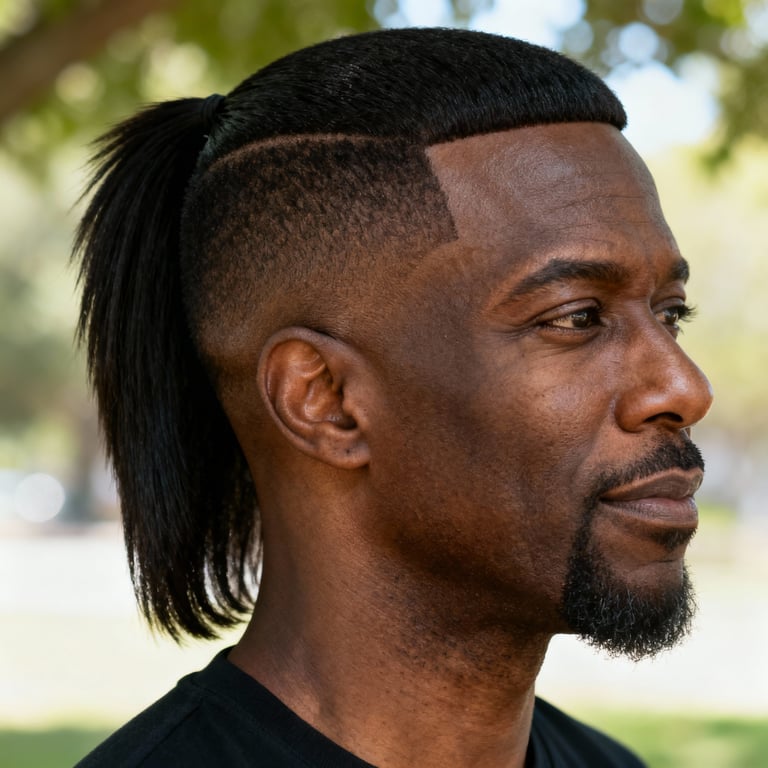 mullet fish on straight hair, low version.