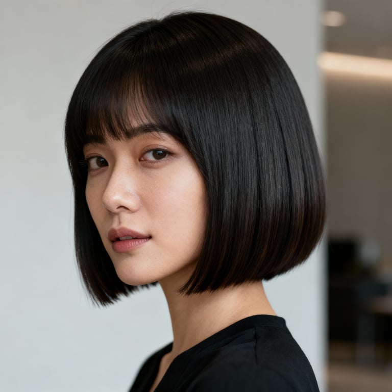 layered lob haircut long bob on straight hair, low version.