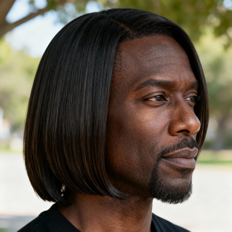 layered long bob haircut on straight hair, low version.