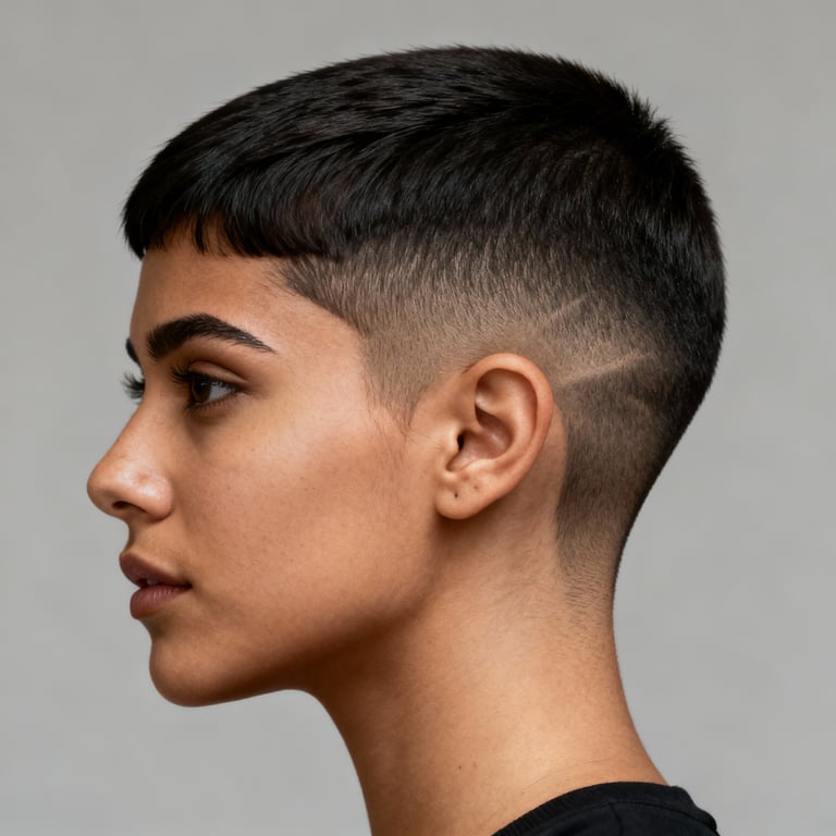 crew cut fade on straight hair, low version.