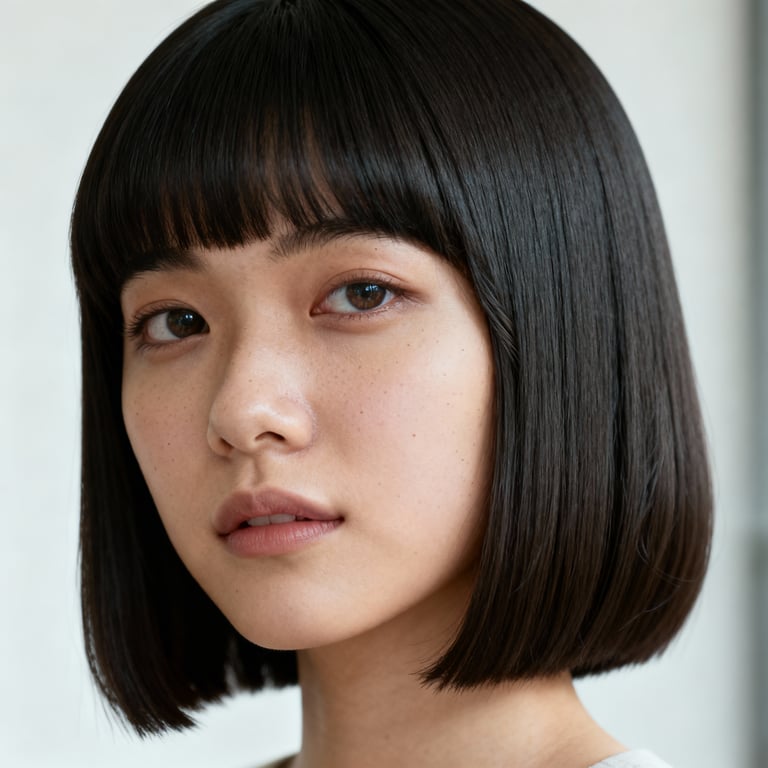 hime hair cut on straight hair, low version.