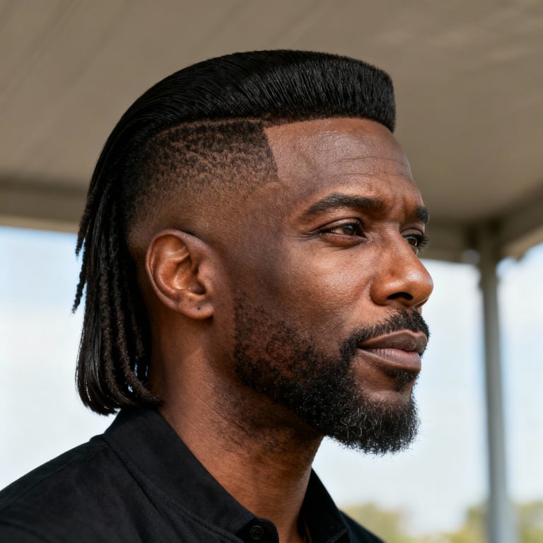 long ivy league haircut on straight hair, low version.