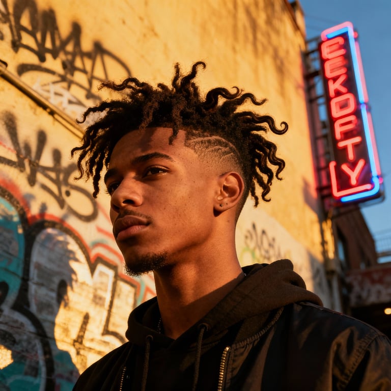 Mid Burst Fade Mullet Wavy