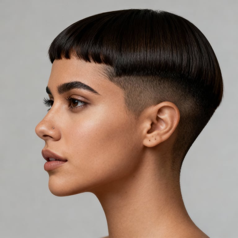 mixie hairstyle on straight hair, low version.