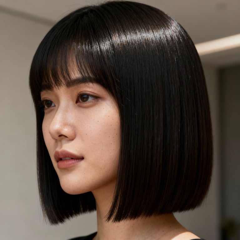 blowout taper straight hair on straight hair, low version.