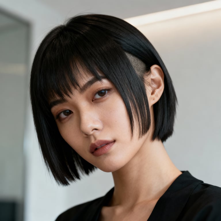 wolf cut on straight hair, low version.