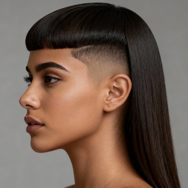 long ivy league haircut on straight hair, low version.