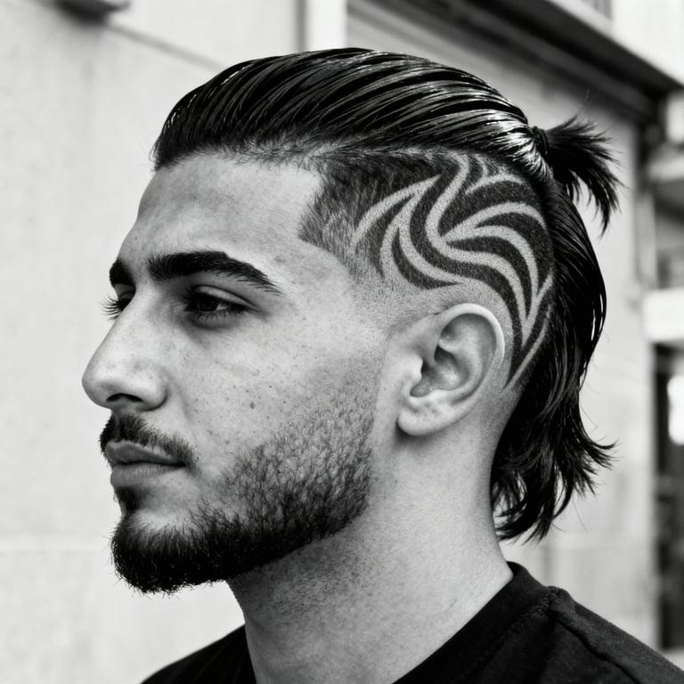 Burst Fade Mullet Straight Hair