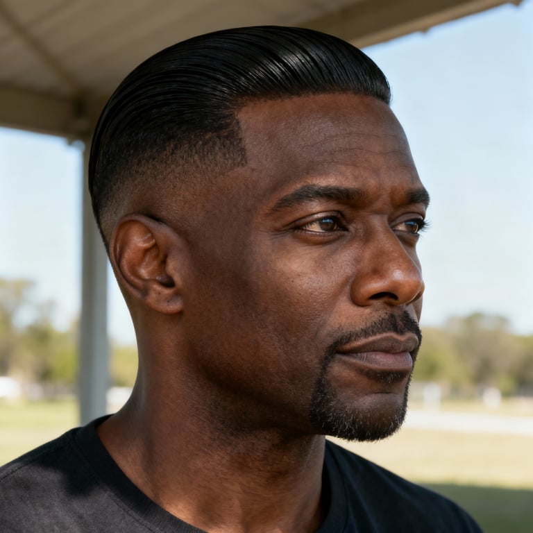 slick back on straight hair, low version.