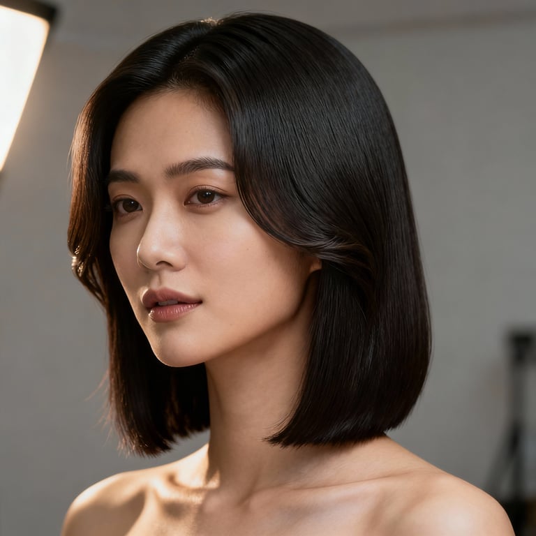 long ivy league haircut on straight hair, low version.