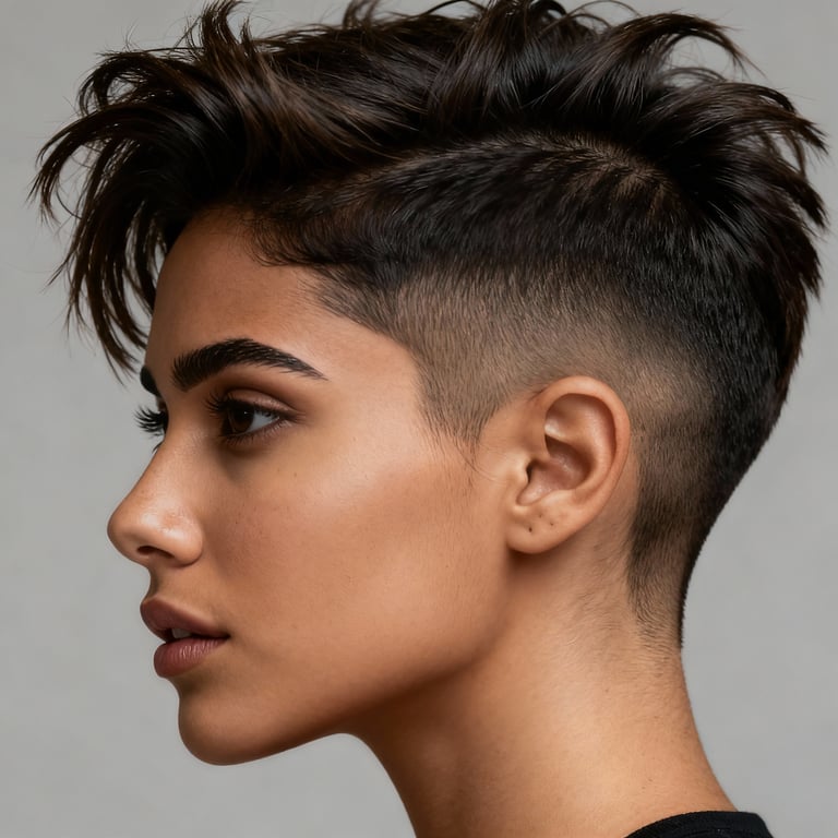 messy quiff on straight hair, low version.