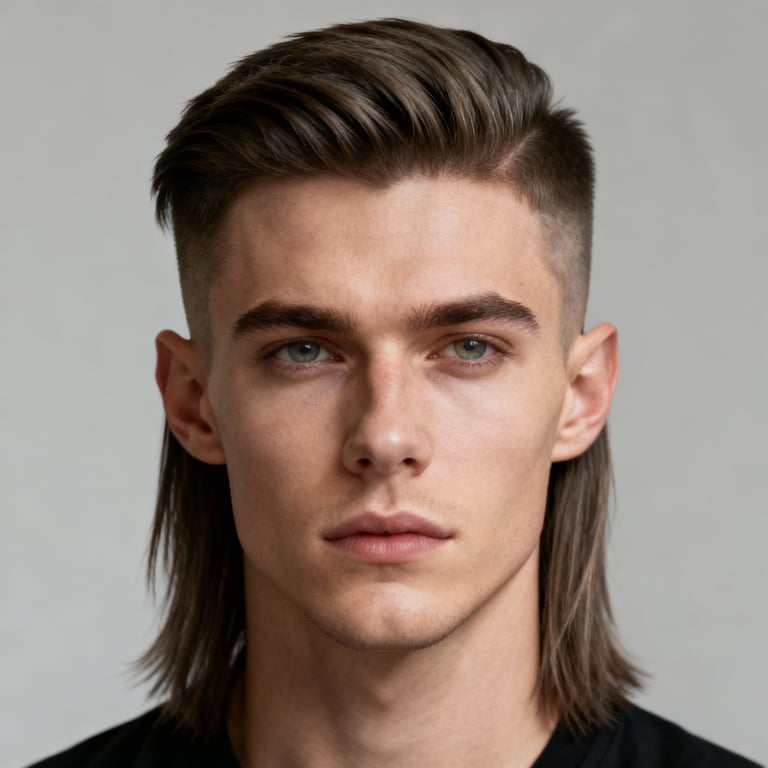 long wolf cut on straight hair, low version.