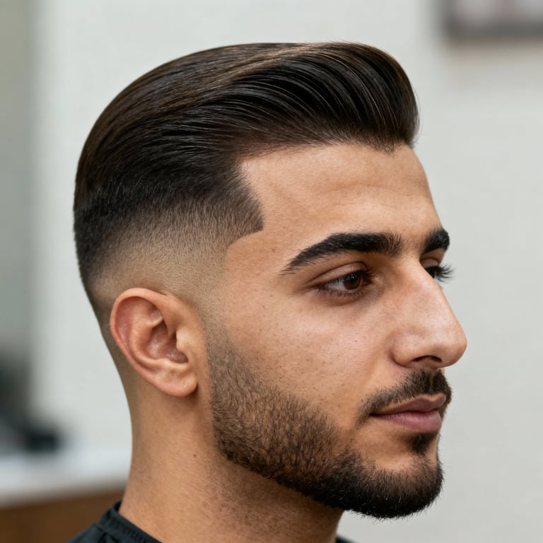 side part on straight hair, low version.