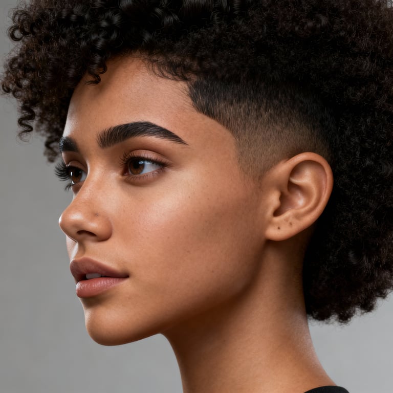 afro hair emoji on straight hair, low version.