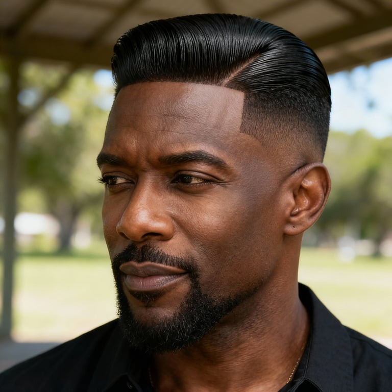 slick back brush on straight hair, low version.