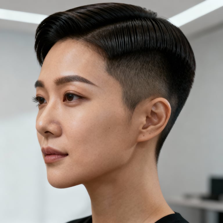 mens comb over haircut on straight hair, low version.