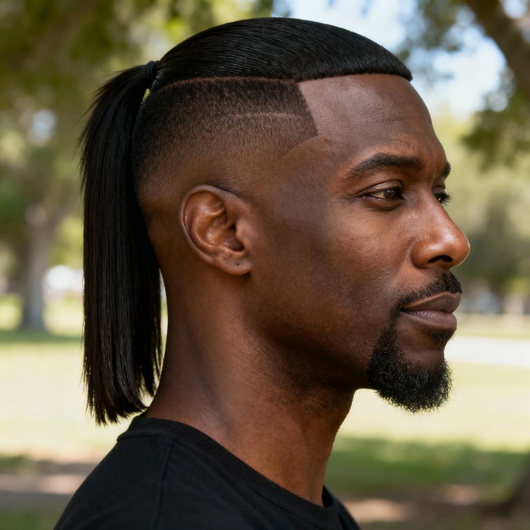 straight hair mullet on straight hair, low version.