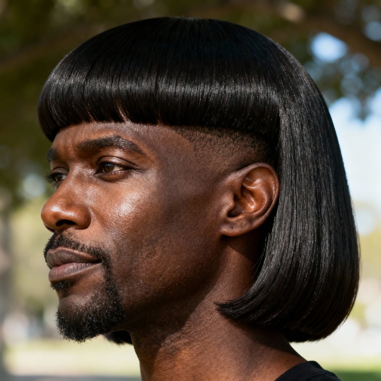 pageboy haircut girl on straight hair, low version.