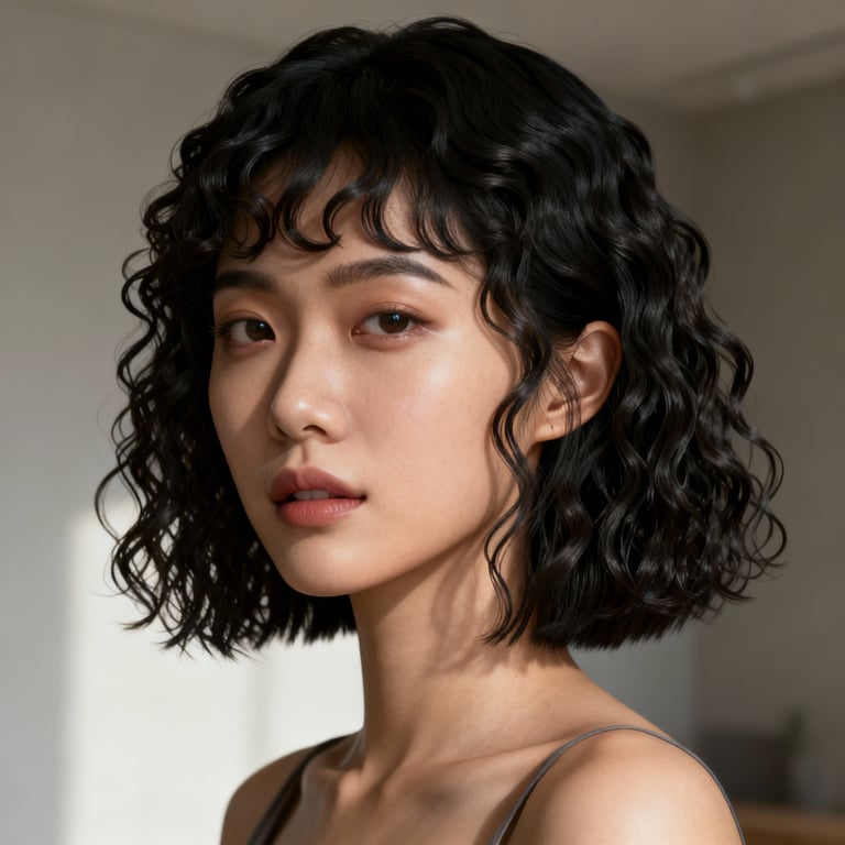 jellyfish haircut curly hair on curly hair, low version.