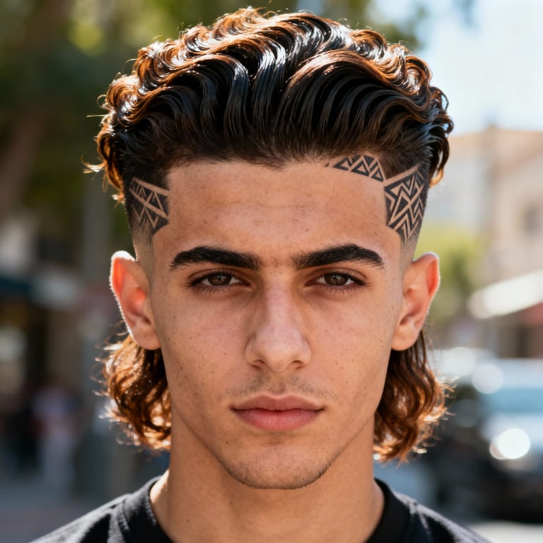 Mid Burst Fade Mullet