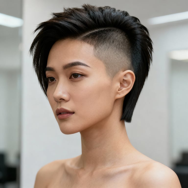 faux hawk on straight hair, low version.