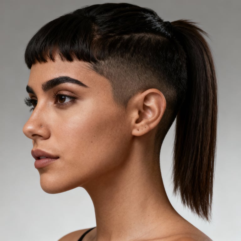 mullet fish on straight hair, low version.