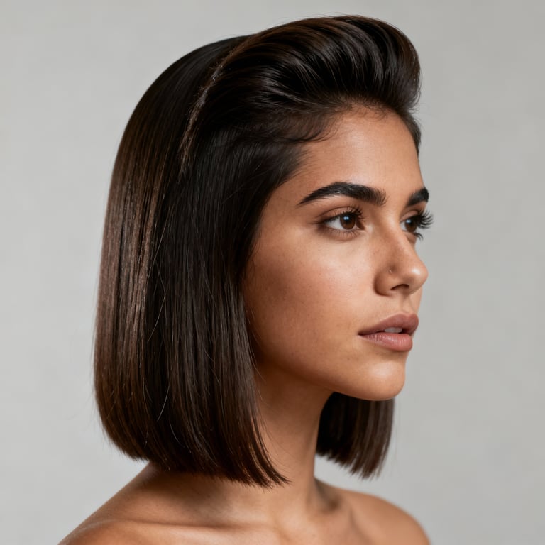 pompadour on straight hair, low version.