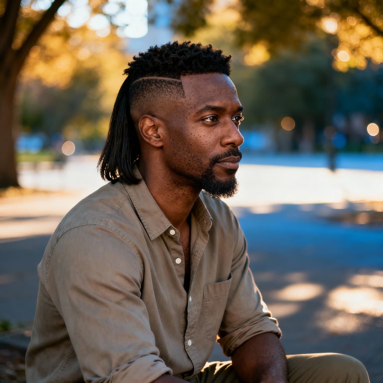 burst fade mullet on straight hair, low version.