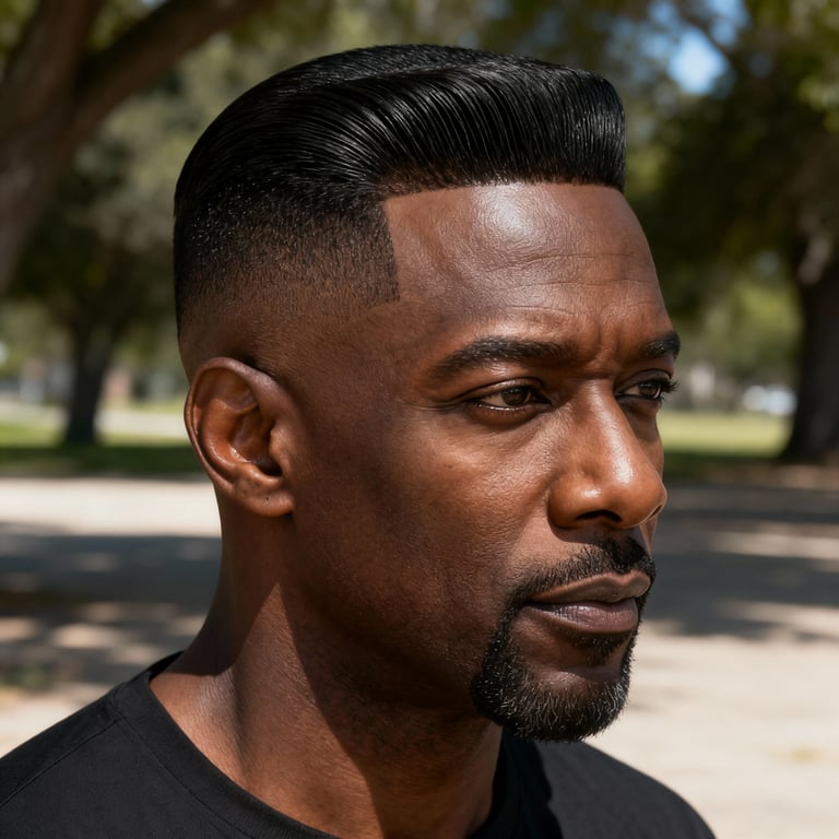 comb over haircut on straight hair, low version.