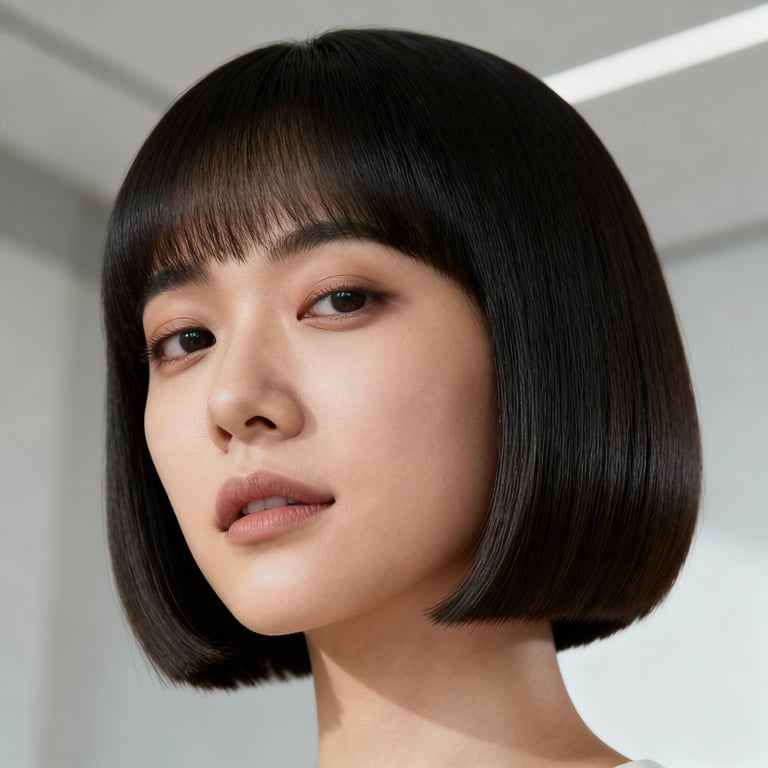 fine hair short bob haircuts on straight hair, low version.