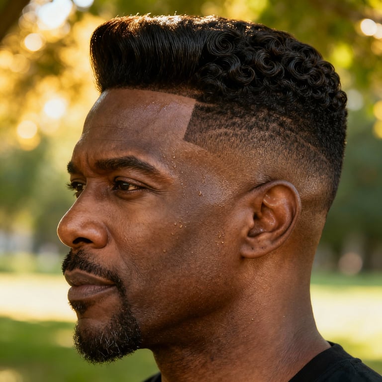 modern pompadour on straight hair, low version.