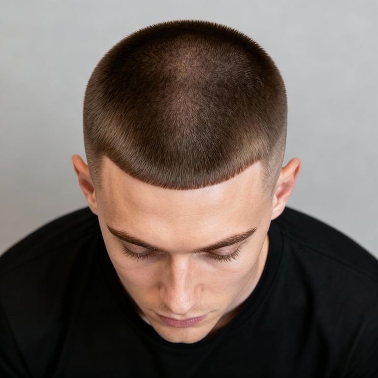 crew cut on straight hair, low version.