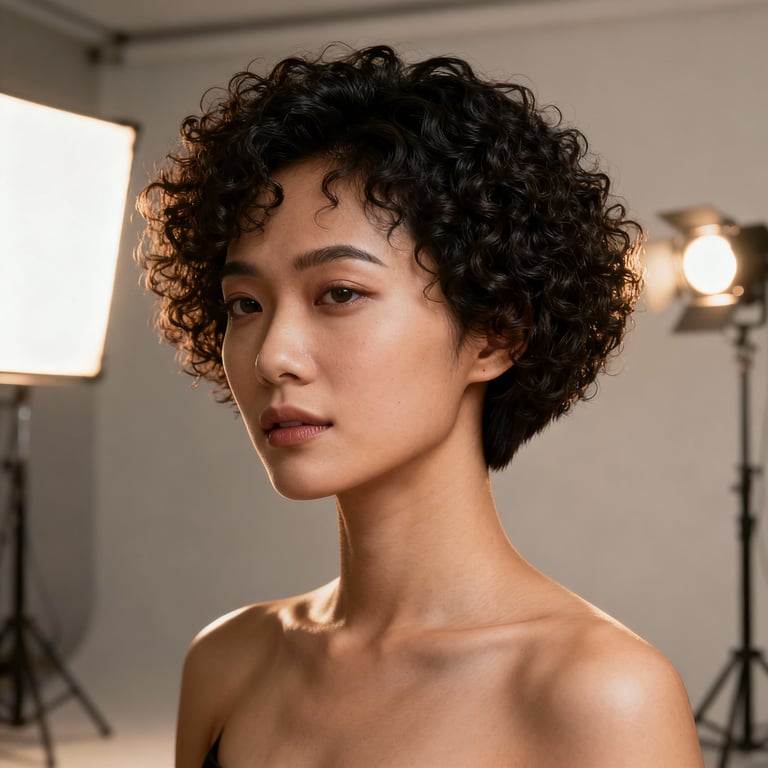 afro curly hair on curly hair, low version.