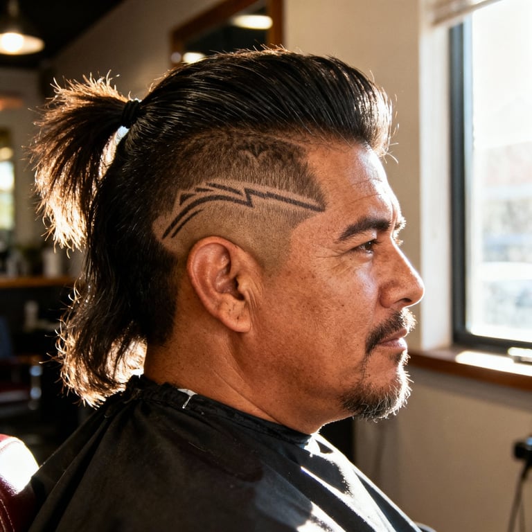 Burst Fade Mullet Straight Hair