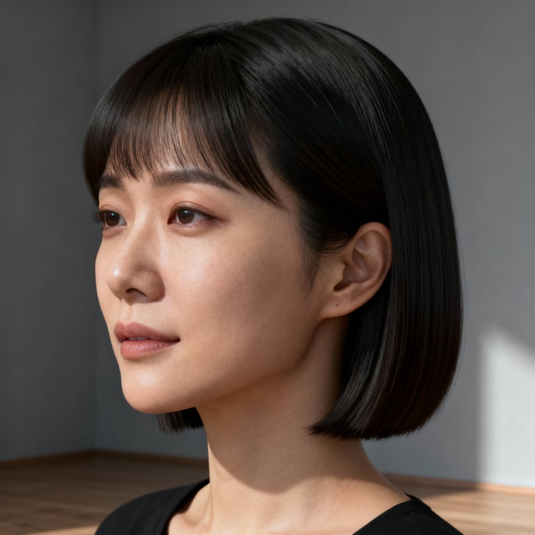 bob short hair on straight hair, low version.