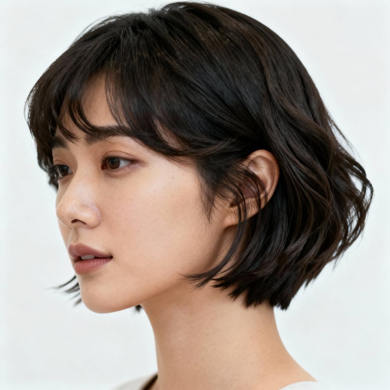 wolf cut women on straight hair, low version.