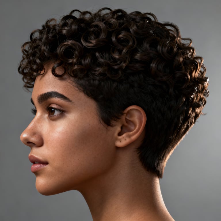 short curly hair on curly hair, low version.