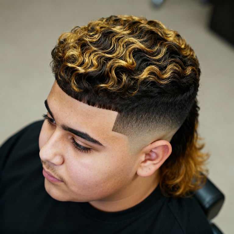 Mid Burst Fade Mullet