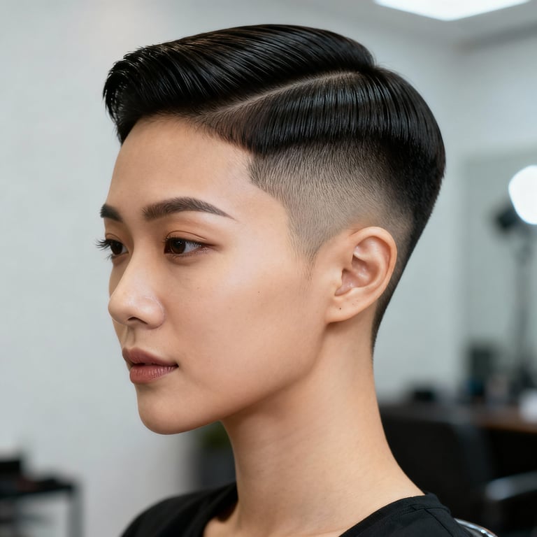 taper comb over fade on straight hair, low version.