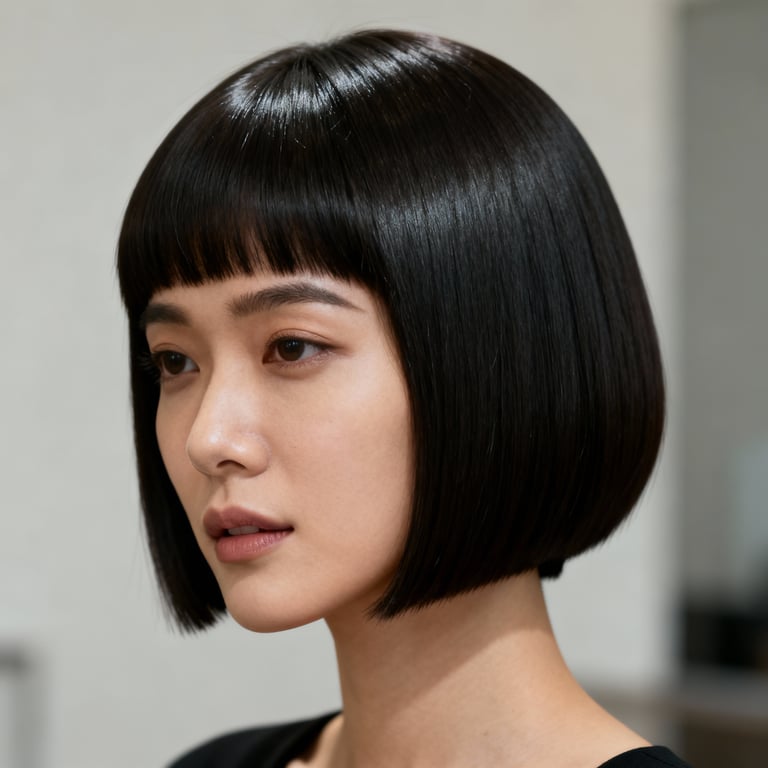 pictures of pageboy haircut on straight hair, low version.