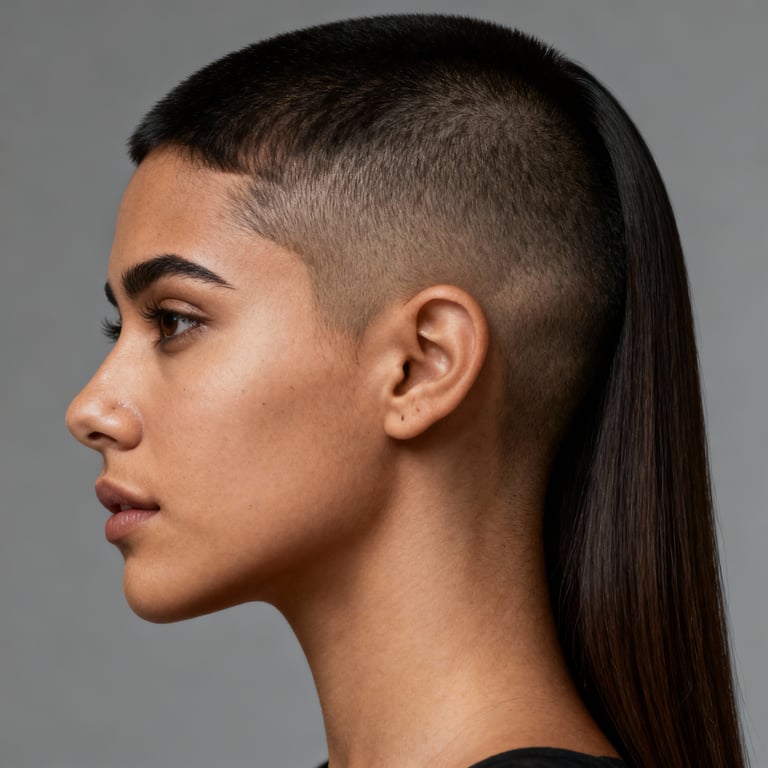 long buzz cut on straight hair, low version.
